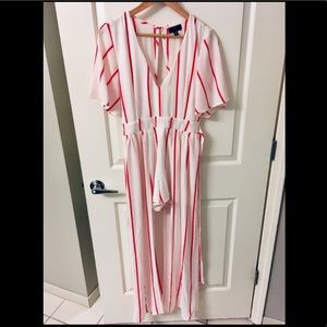 Red & white maxi romper